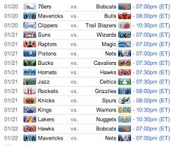 schedule for the NBA,