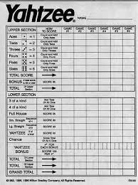 yahtzee score cards