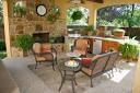 Wooden Chairs and Fireplace with Brick Wall Design in Modern ...
