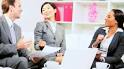 Asian Chinese advertising executive modern office receiving news ...