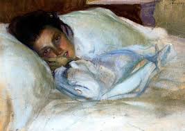 Color Study (Portrait seiner Frau Josefa Lopez In Bed) von José ... - Jose-Mongrell-Torrent-Color-Study-Portrait-Of-His-Wife-Josefa-Lopez-In-Bed-