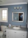 Bathroom: Trendy Three White Glass Fixtures Wall Lights Over ...