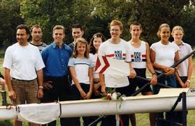 Trainer mit erfolgreichen RRK-Ruderern beim Abrudern 1999 (Trainer Harald Czerwenski, Michael Schindler, Maximilian Otto, Hans-Peter Wagner, Melanie Berger, ...