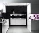 Kitchen: Modern Minimalist Kitchen Furnished With Black And White ...
