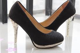 Mid Heel Closed Platform Rhinestone Black Wedding Shoes Australia ...