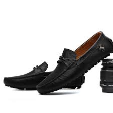 2015 Men Shoes Cowhide Breathable Lazy Men Driving Shoes All Black ...