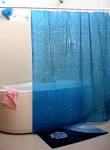 Blue Transparent Mosaic PVC Shower Curtain Y2606 | eBay