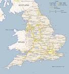 England : Map of England Showing Major Towns and Roads