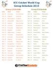 Printable ICC Cricket World Cup Group Schedule 2015