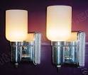 Pr Vintage Chrome Bath Lighting Sconces with Antique Milk Glass ...