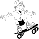 Skateboarding coloring page