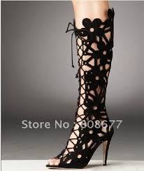 Aliexpress.com : Buy New Arrival Sexy Black Flat Gladiator Boots ...