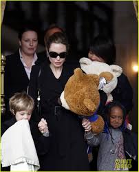 angelina jolie girls leaving hotel 02