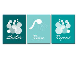 Bathroom Wall Art Lather Rinse Repeat Aqua Bathroom Decor Modern ...