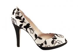 Elegant High Black Heel With Printed Suede Roses by LLXLLQ -