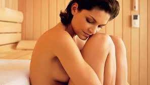 woman in a sauna