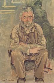 Seated bearded man - Ferdinand Hodler. Artist: Ferdinand Hodler. Completion Date: 1884. Style: Symbolism. Genre: portrait. Technique: oil. Material: canvas - seated-bearded-man-1884