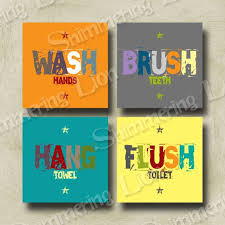 Kids Bathroom Bath Wash Brush Hang Flush Printable Wall Art DIY ...