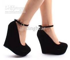 Suede Purple Wedges Black Wedges Women's Ankle Strap High Plarform ...