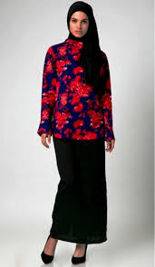 busana muslim motif floral | Contoh Baju Muslim Terbaru