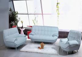 Baby Blue Leather Sofa