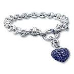 Jared - Lab-Created Sapphire Dangling Heart Bracelet Sterling Silver
