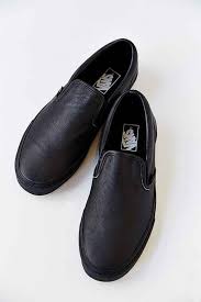 Vans Classic Premium Leather Slip-On Men's Sneaker | All Black ...