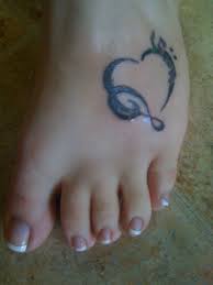 Women Foot Heart Tribal Tattoo