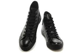 All Black All Star Leather Converse Monochrome High Tops Chuck ...