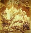 Oil painting:Silen, Satyr and Bacchanals. 1830s