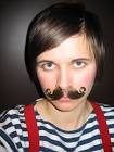 wearing fake mustaches?