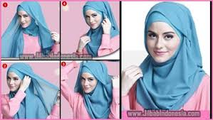 Cara Memakai Jilbab Pashmina Polos Warna Biru | Cara Memakai ...