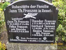 Grab von Johann Franzen (18.09.1910-13.07.1941), Friedhof Remels
