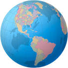 Map of American Continent - North, South America