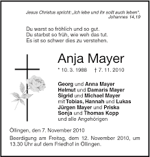 TA Anja Mayer Langenau - Todesanzeigen - Südwest Presse Online - OnlineServlet