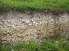 Exposed geology. On the descent to Nunwell Farm, the bridleway drops through - via Daymix