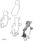 how to draw a pinquin