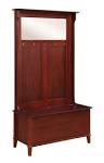 Walnut Finish Storage Bench - Wood Entry way Hall Tree - MET44-