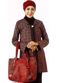Contoh Model Baju Batik Muslim Wanita Kantor 2016