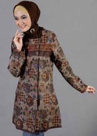 Contoh Model Baju Batik Muslim Wanita Kantor 2016