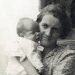 Eva with baby Peter on the Carmel veranda steps, April 11th 1948