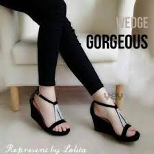 Jual Wedges Gorgeous Black (sepatu wedges, wedges murah, wedges ...