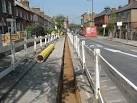 This is an exemplary utility construction site: barriers both sides, - via Daymix