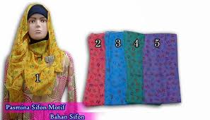 Grosir jilbab pashmina sifon motif terbaru murah