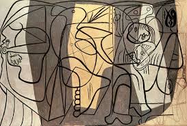 Artist and his model - Pablo Picasso - WikiPaintings. - artist-and-his-model-1926