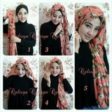Kreasi Cara Memakai Jilbab Monochrome Segi Empat | Baju Gamis Syari