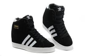 Simple Adidas Increase High-Heeled Shoes Women Black White, Low Price