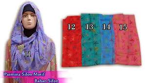 Grosir jilbab pashmina sifon motif terbaru murah