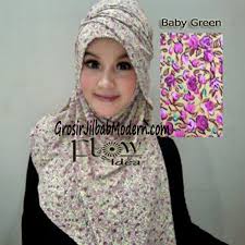 Jilbab Syria Qianne by FLOW Bunga Kecil No 1 Baby Green | Grosir ...