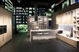 Luxury Kitchen Modern Shelves And Dark Floor And Soft Lighting